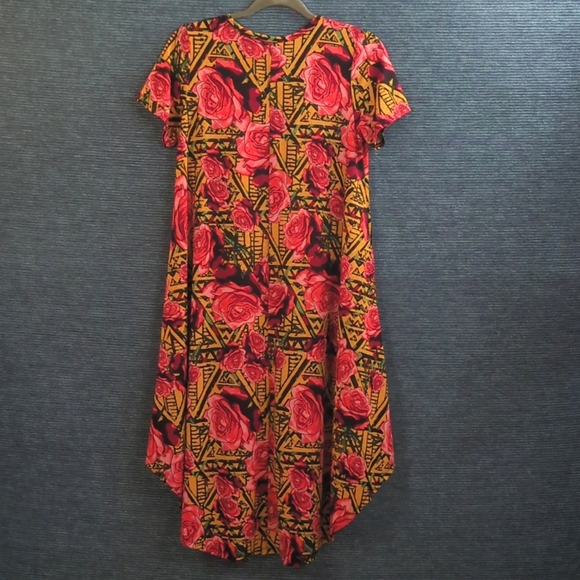 Lula Roe Carly High-Low A Frame Dress Bold And Colorful Roses Pattern - Picture 10 of 10